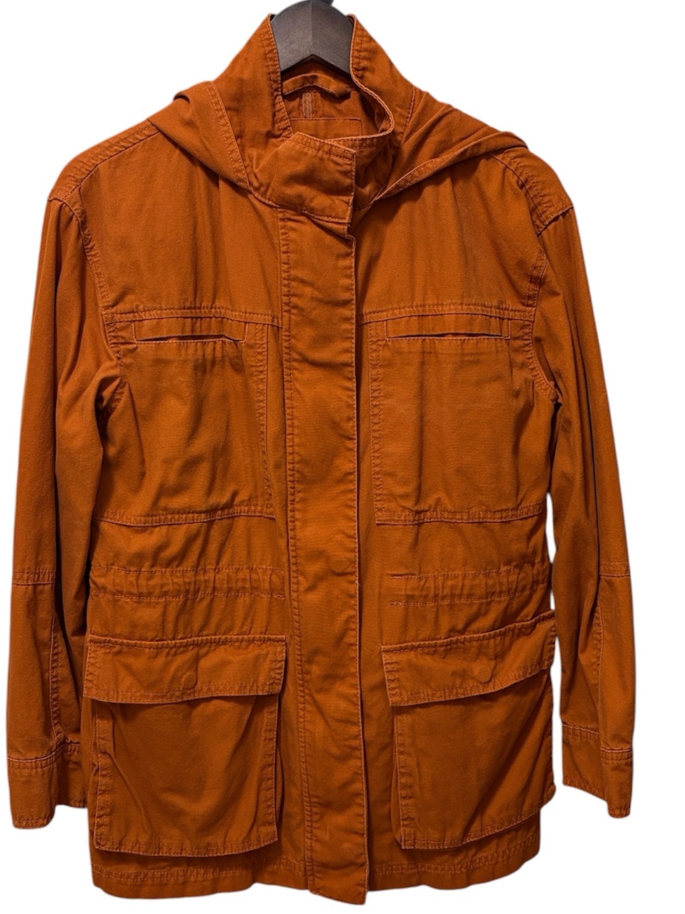 Universal Thread Copper Orange Funnel Neck Cotton Utility Jacket w/Hood, size M